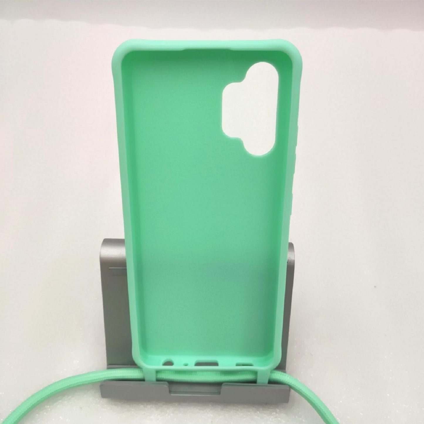 2ndSpring Handykette Schutzhülle kompatibel mit Samsung Galaxy A32 4G Handyhülle mit Band,Halsband Lanyard Silikonhülle,Soft Silikon minzgrün
