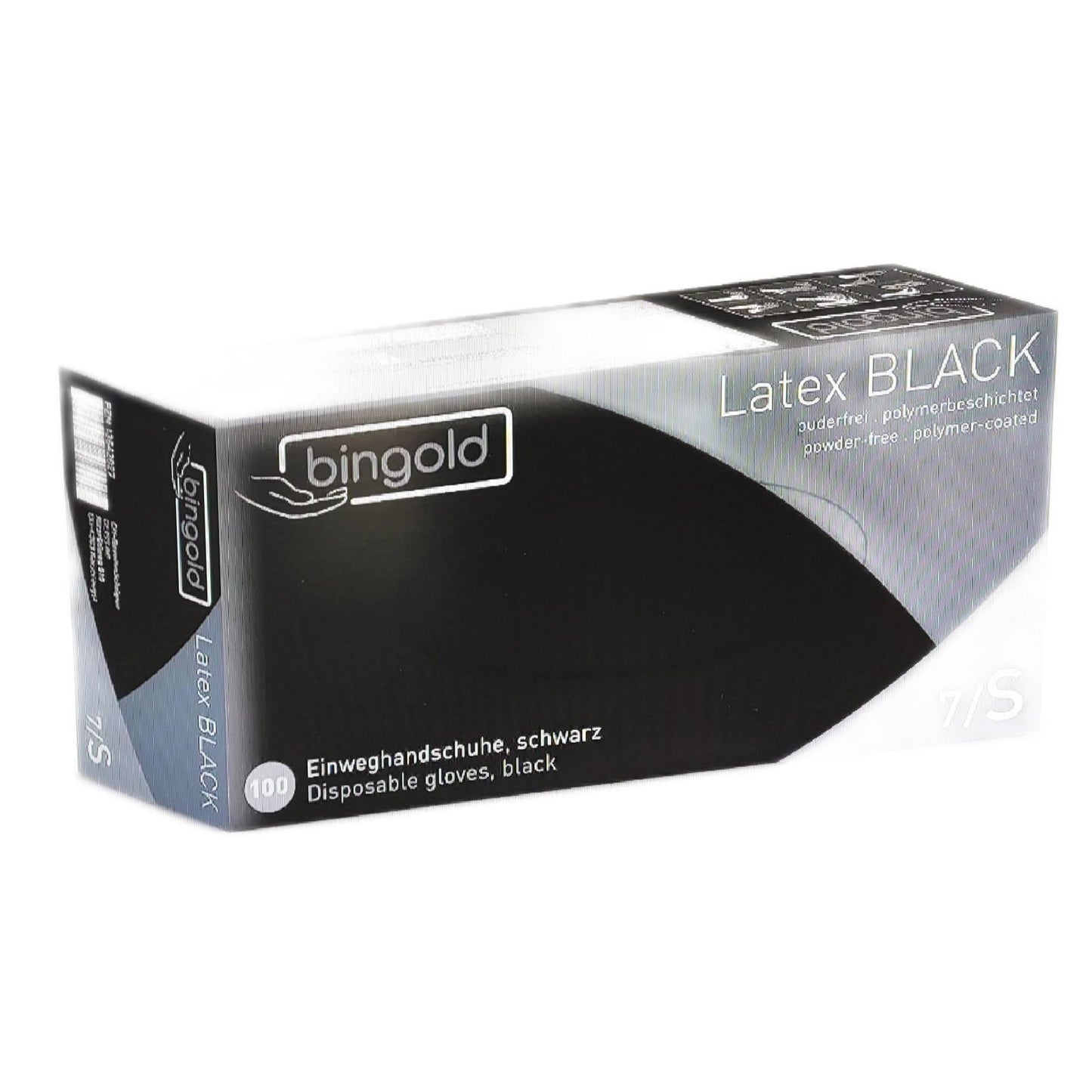 100 Stück S Latex-Einweghandschuhe puderfrei BLACK Packung Schutz