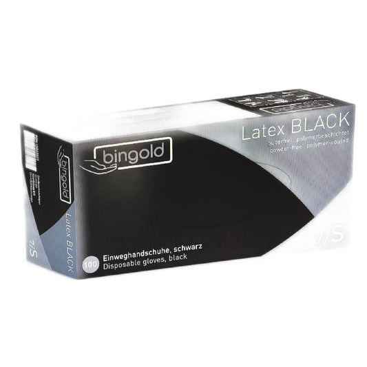 100 Stück S Latex-Einweghandschuhe puderfrei BLACK Packung Schutz