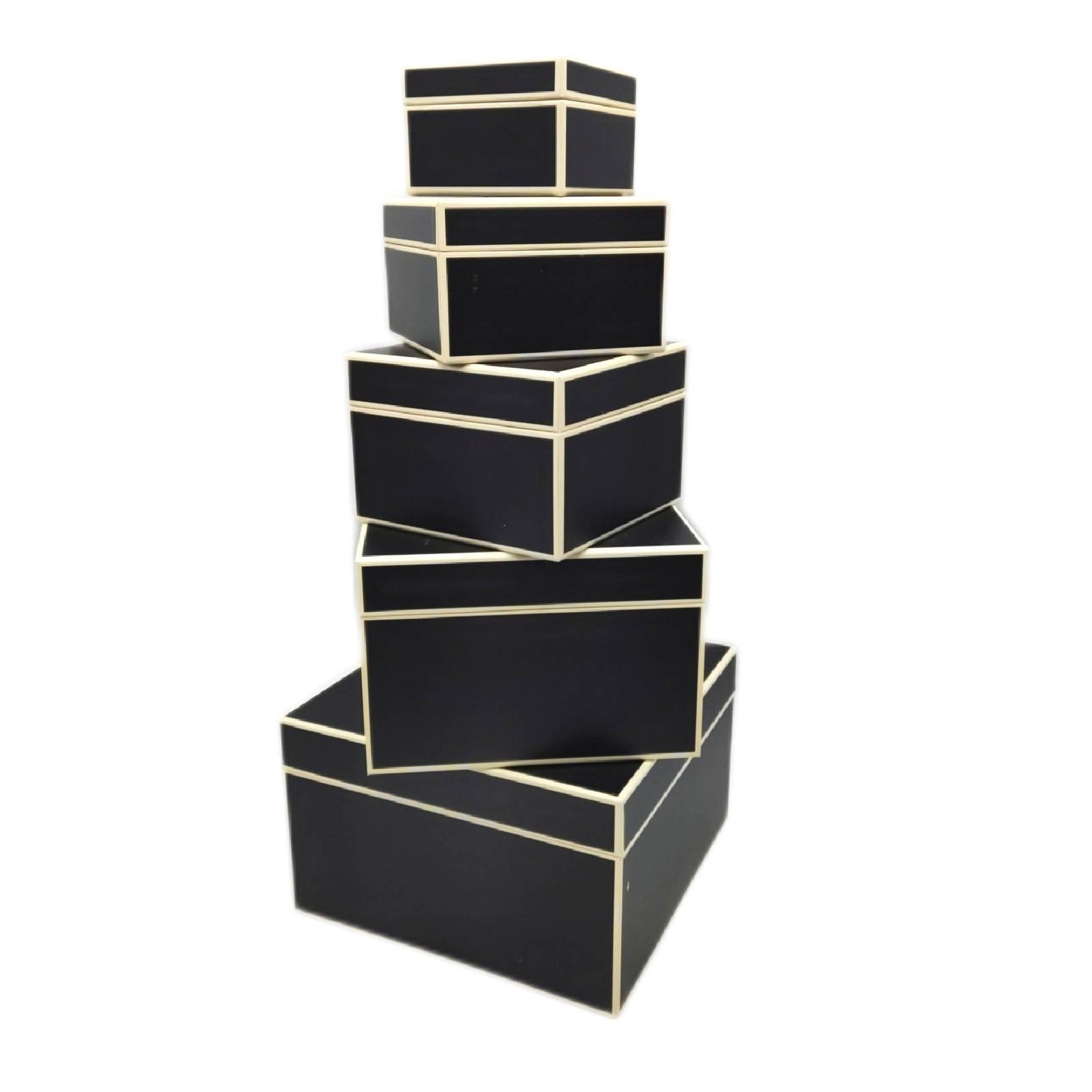 352080 Aufbewahrungsboxen Set 5 tlg verschiedene Größen Geschenkboxen Schwarz Rotation