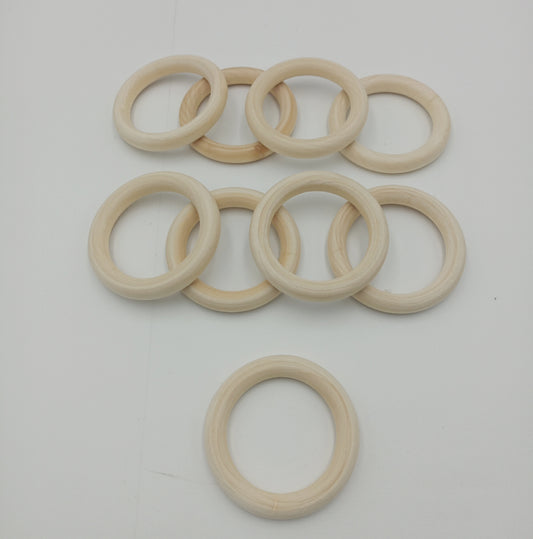 9 Stücke 70mm Holzringe für DIY Bastelprojekte Natürliche Farbe