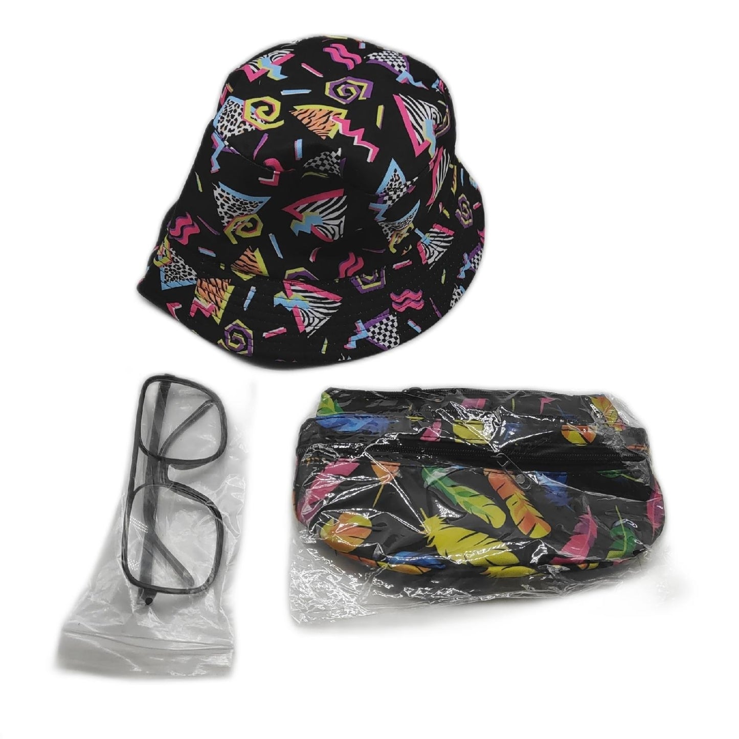 90er Jahre Kostüm Herren Bekleidung Größe S Hut Hemd Brille Bauchtasche retro style party